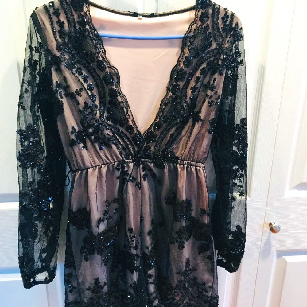 Sequined Black Romper